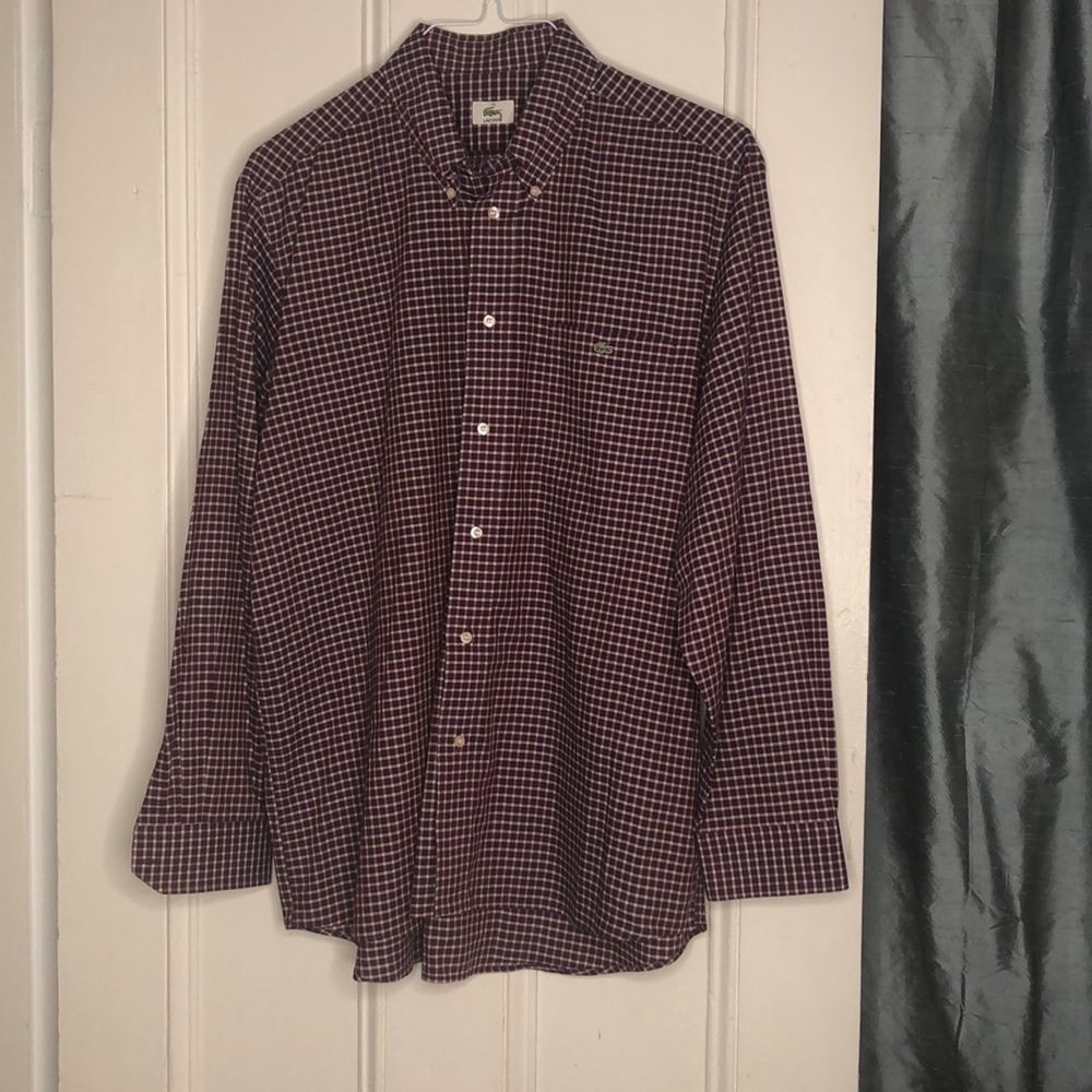 LACOSTE Men’s Plaid Button Down Shirt (42)